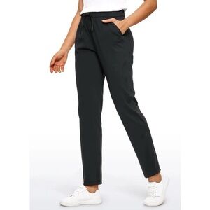 CRZ Yoga Women's Stretch High Waisted Drawstring Active Golf Pants Sz L 12 Black